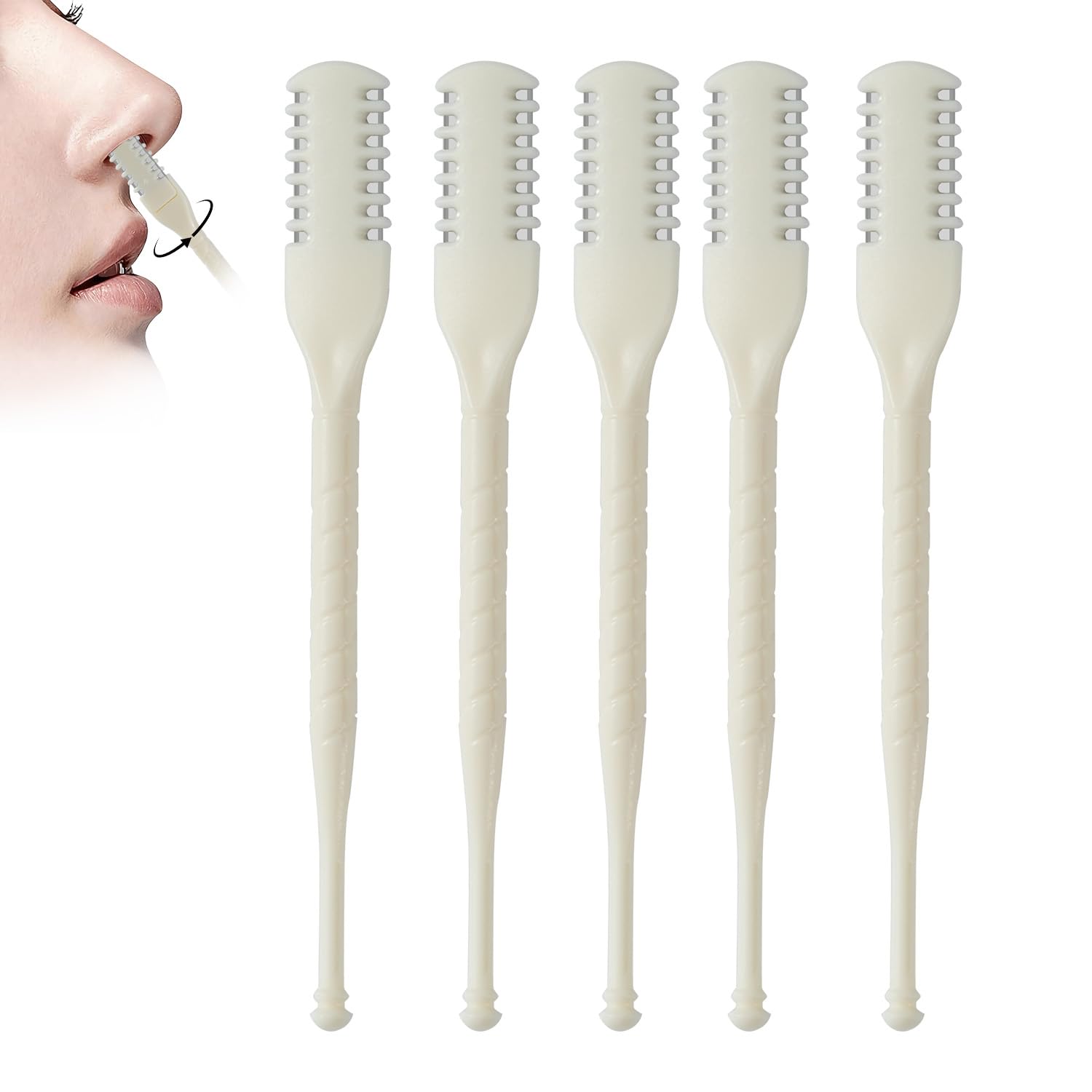 Mcbazel 5Pcs 2-in-1 Nasal Hair Cutter Double-Sided Nose Hair Cutter Manual 360 Rotating Nose Hair Trimmer for Men