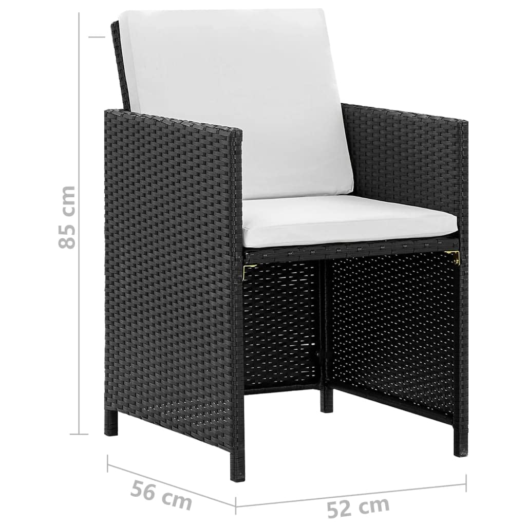vidaXL Salon de Jardin Encastrable 5 pcs avec Coussins Mobilier de Jardin Mobilier de Patio Mobilier de Terrasse Mobilier d'Extérieur Résine Tressée Noir