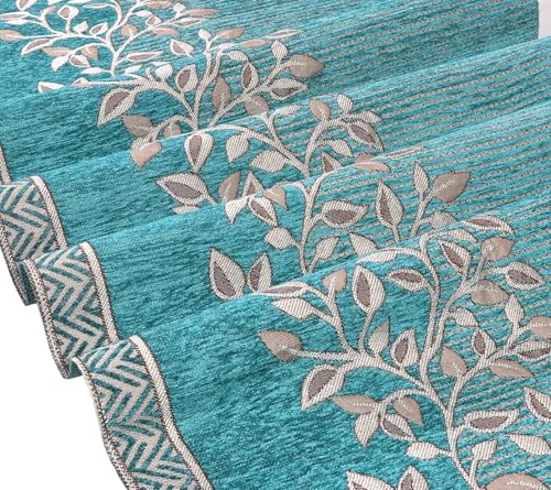 Image of Nendle Superior Velvet Floral Sofa Mat 4 Seater Set Cover Durable Protector for Living Room Sofa Set 2+2, Suitable for L Shape, Sectional and U Shape Sofa (Color Aqua, Pack of 2)