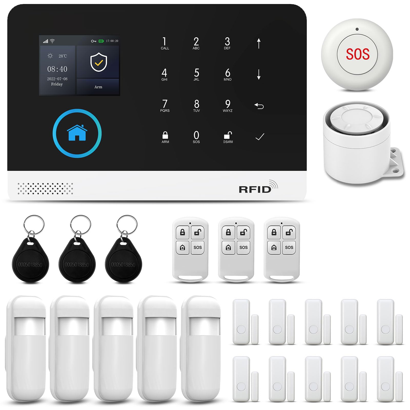 PGST Sistema de Alarma para casa, Kit inalámbrico, WiFi, 4G gsm, Marcador telefónico, 100 Zonas, aplicación Smart Life (Tuya), Compatible con Google Home y Alexa