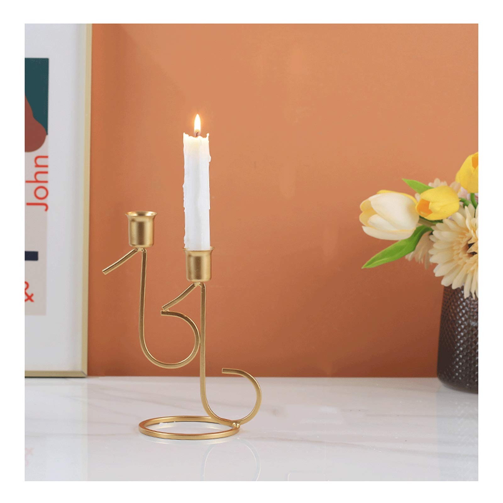 Kerzenständer, einzigartige Eisenkunst-Kerzenhalter, Kerzenhalter, Tafelaufsatz, Tisch, dekorativ, modern, Kerzenständer aus Metall, für Empfang, Candlelight, Abendessen (schwarz)