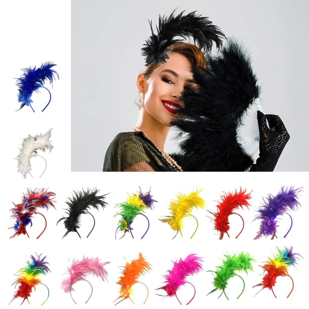 2 Cerchietti Per Capelli Con Piume E Fiori In Tulle – Accessorio Elegante Stile Retrò Per Donne E Ragazze - 2
