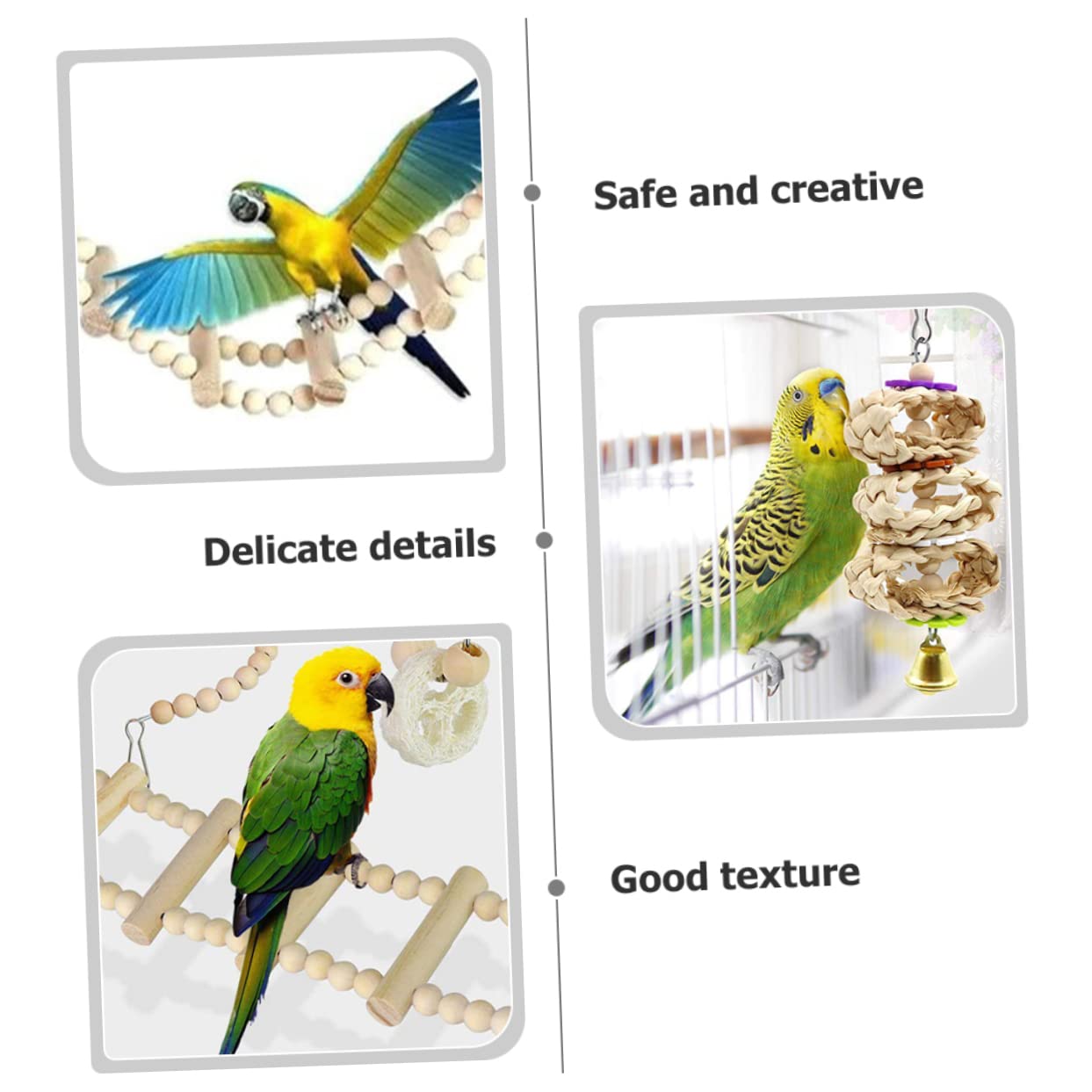 BESPORTBLE 2juegos Percha De Madera para Pájaros Juguete De para Periquitos y Loros Escalera De Masticar Accesorio Interactivo para Jaula