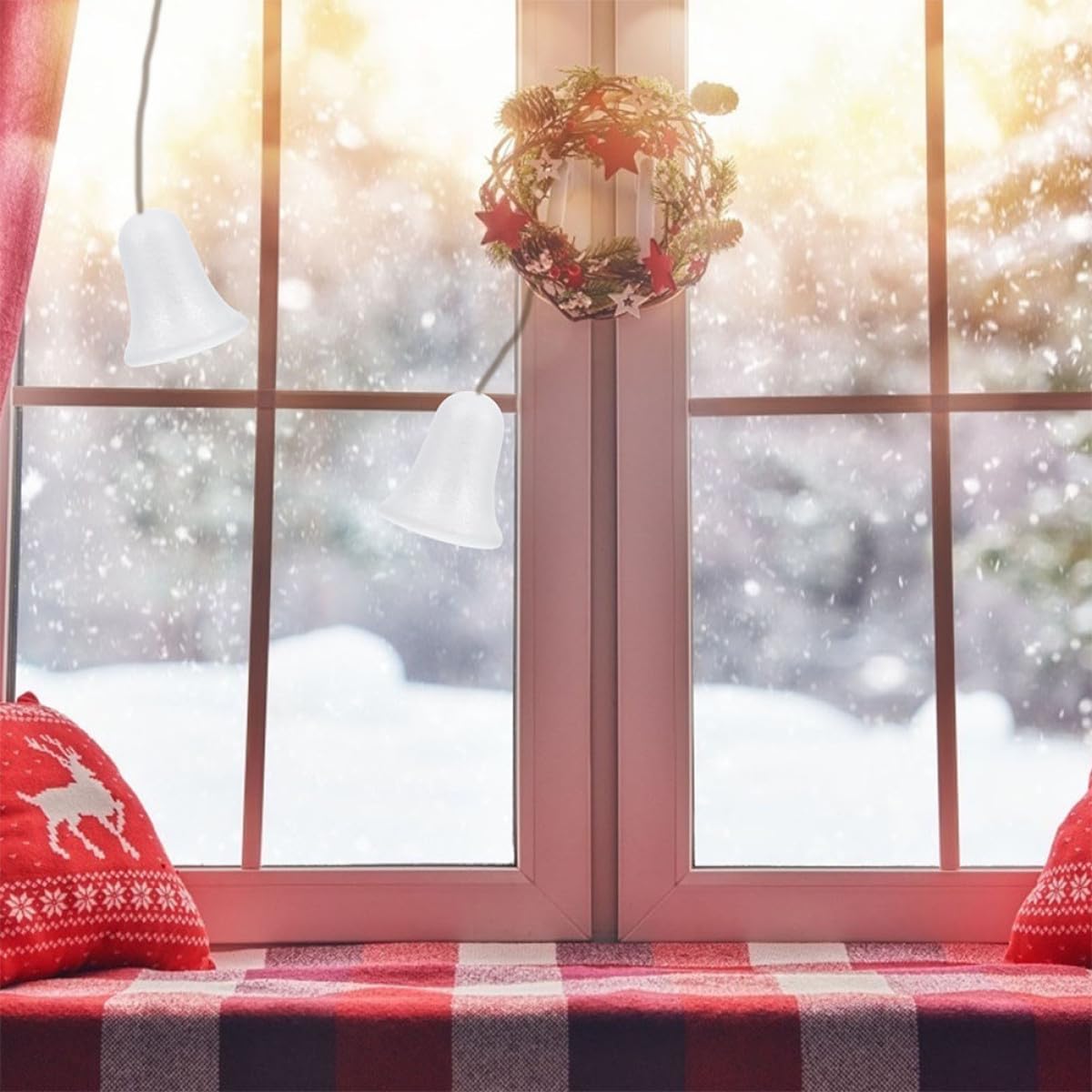 15 Piezas Adornos Colgantes de Campana DIY para Árbol de Navidad Espuma Sólida Decoración Navideña para Interior y Exterior Festivo Resistente y Fácil de Colocar