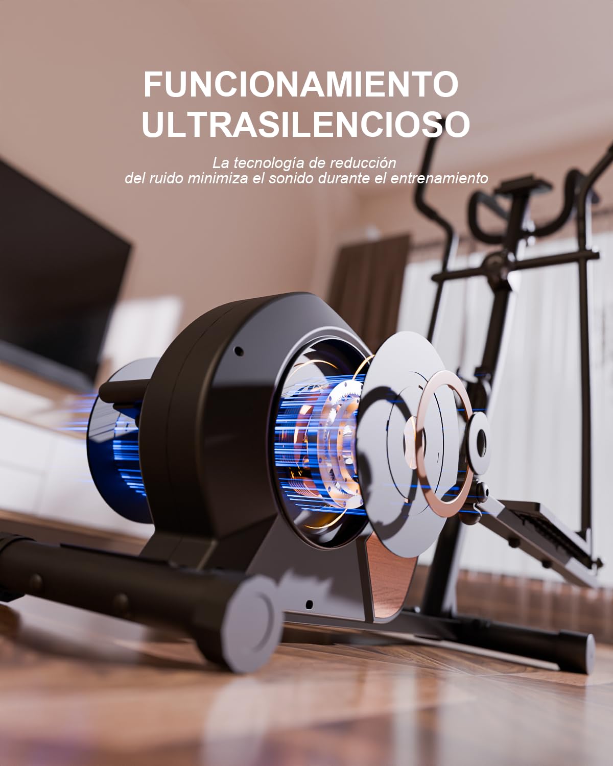 Bicicleta Elíptica para Casa, Aeriflo S100 Magnética con Bluetooth y App, Ultra Silenciosa <20dB, 16 Niveles de Resistencia, Volante 6 kg, Monitor LCD y Pulsómetro, Compacta para Piso y Apartamento
