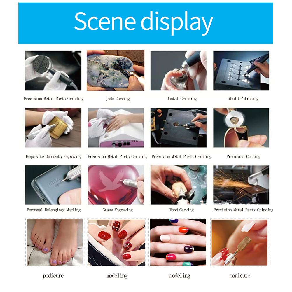 Kyaoayo Elektrische Nagelfräser, 40000 U/Min, Professionelle Nail Drill, Elektrische Nagelfeile ManiküRe Set, Mit Sechs Verschiedenen Schleifkopfstilen Inklusive, für Nagel Design,GelnäGel,Nagellack.