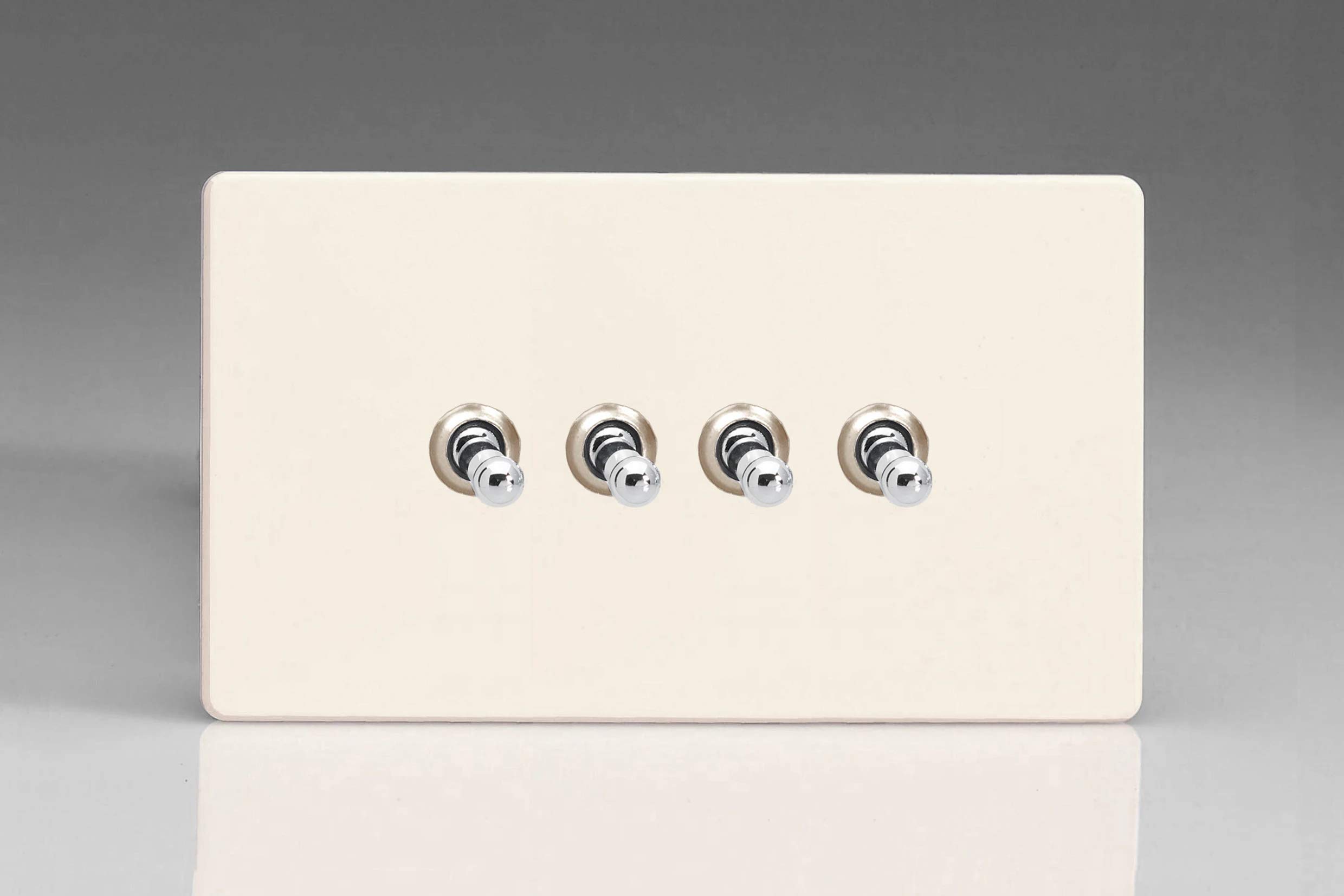 Varilight Primed Ready to Paint Flat Plate Screwless 4 Gang 10 Amp Toggle Switch