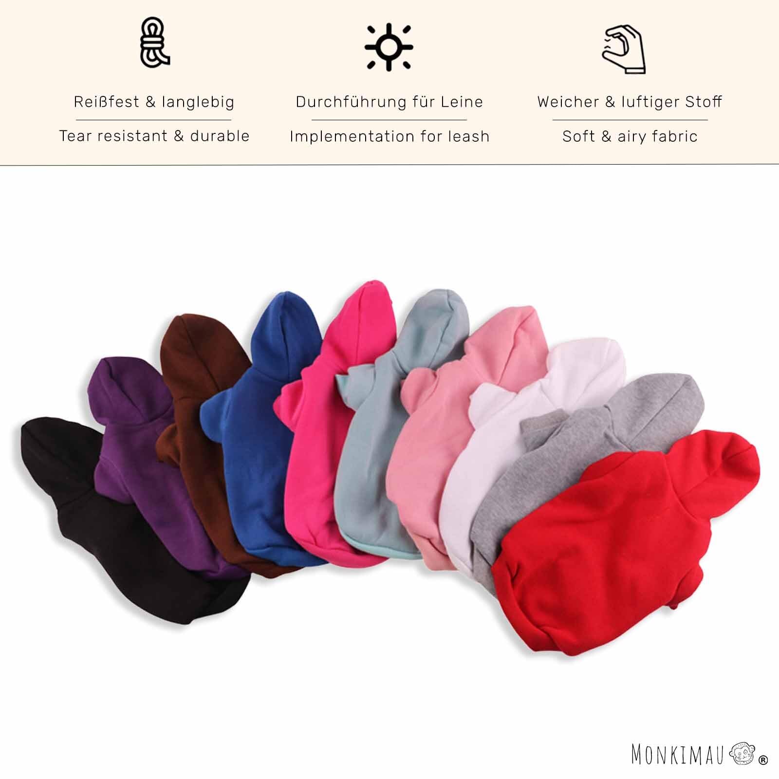 Monkimau Hundepullover Hoodie für kleine bis große Hunde – Warmer Fleece – Herbst- und Winterkleidung – XS bis XXXL – 10 Farben (Blau, XS)