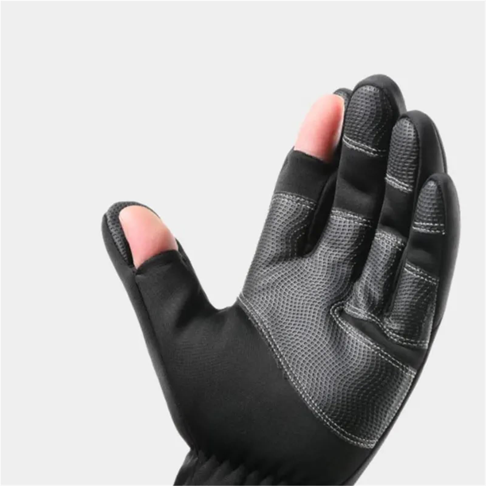 Gants d'escalade Gants de pêche imperméables d'hiver, 2 Doigts, Coupe-Vent, for Femmes et Hommes, en Velours, Protection Chaude, Gants de pêche pour Escalade(Black,M)