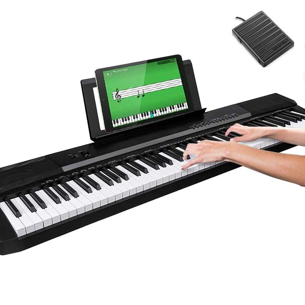 Bakaji Tastiera Musicale Pianola Elettronica 88 Tasti Semi Pesati Pianoforte Multifunzione con 140 Ritmi 6 Strumenti Musicali Funzione Split Twinova Ingresso AUX USB + Leggio e Pedale