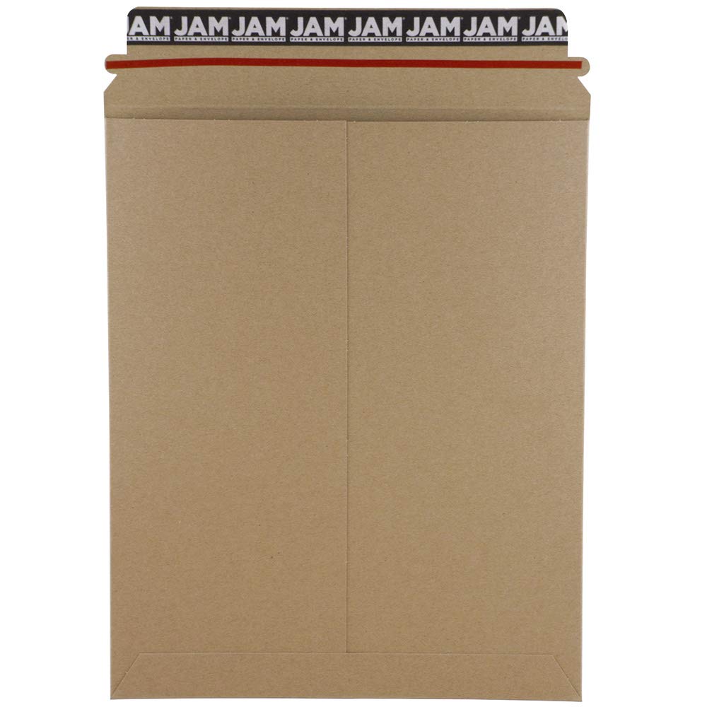 JAM PAPER Stay-Flat Photo Mailer Envelopes with Peel & Seal Closure - 247.6 x 311.1 mm - Brown Kraft - 6 Rigid Mailers/Pack
