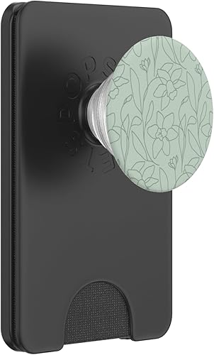 Miniatura 6 de Poppy Flower Line Art - PopSockets intercambiables con diseño de hojas modernas, estilo bohemio, color verde salvia
