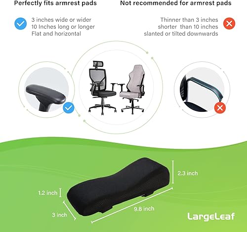 Miniatura 5 de LargeLeaf Cojines ergonómicos de gel para silla con reposabrazos de espuma viscoelástica, cojín para codo, alivio de presión, silla de oficina,