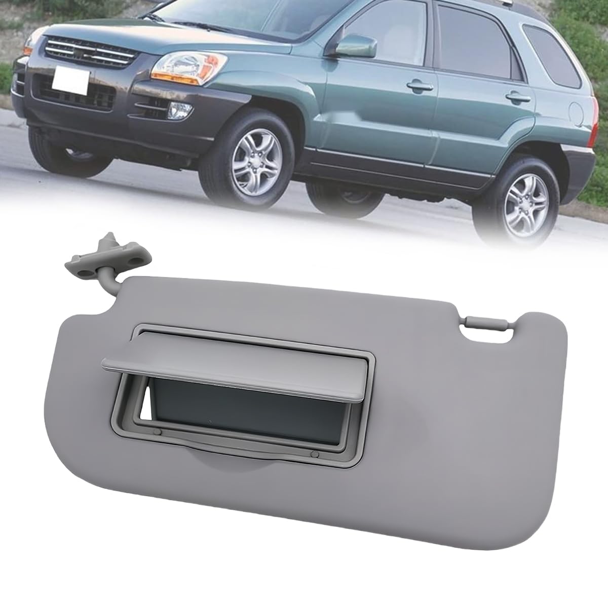 Visiera Parasole Interna per Kia Sportage 2005-2010, Anteriore Parabrezza Auto Sinistra Destra Lato Guida Passeggero con Specchio, Beige Grigio 8520103000, Grey-Left