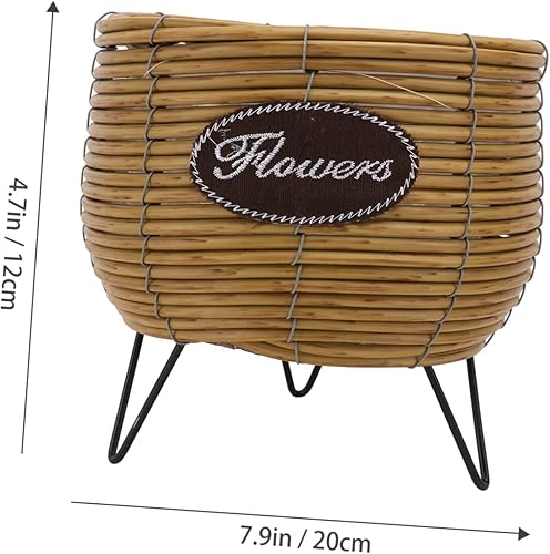 Miniatura 3 de BESTOYARD 2 piezas de ratán maceta de plantas contenedores de decoración de metal soporte de ratán maceta planta de ratán maceta