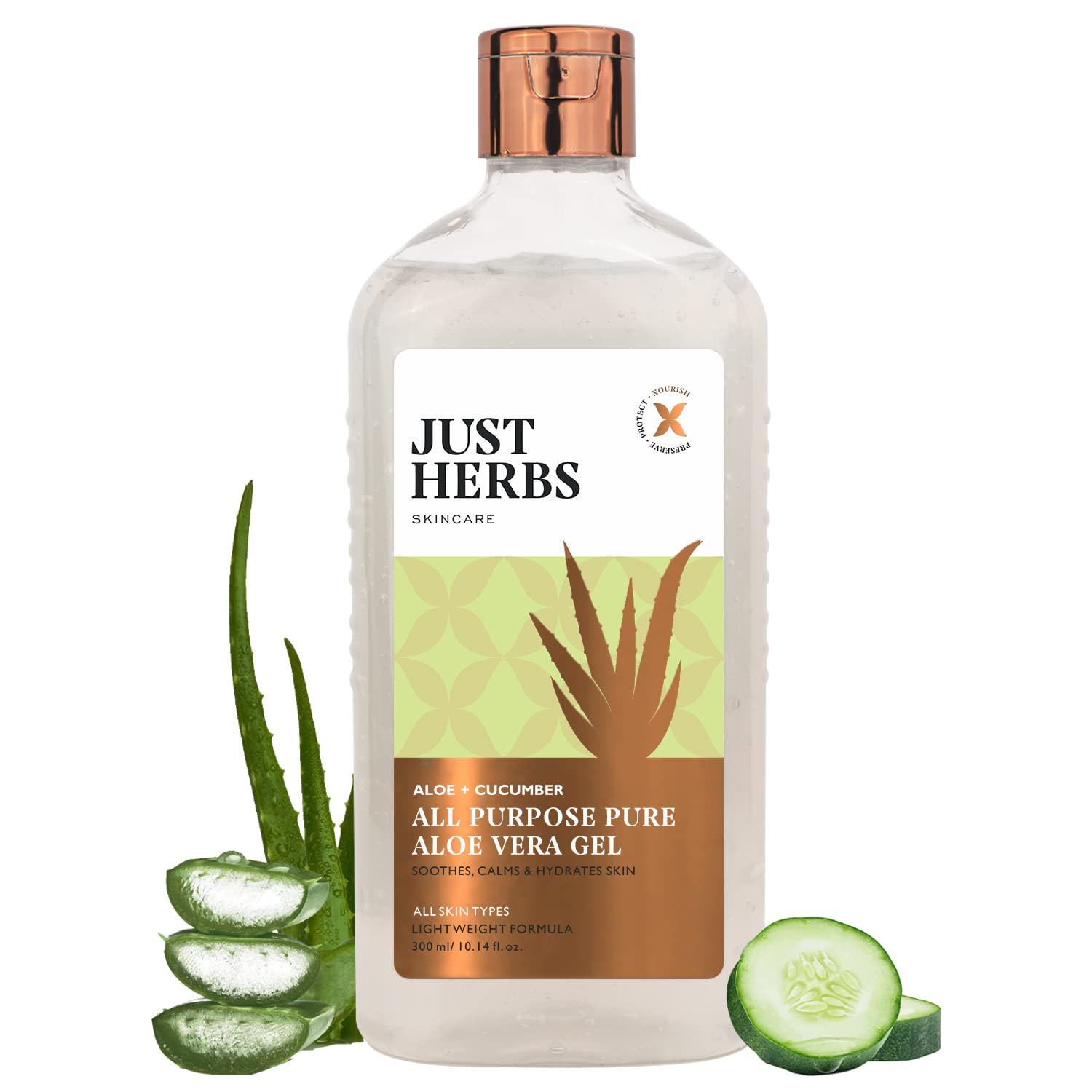 Multi Purpose Aloe + Cucumber, Pure Aloe Vera Gel for Skin and Hair 300 ml