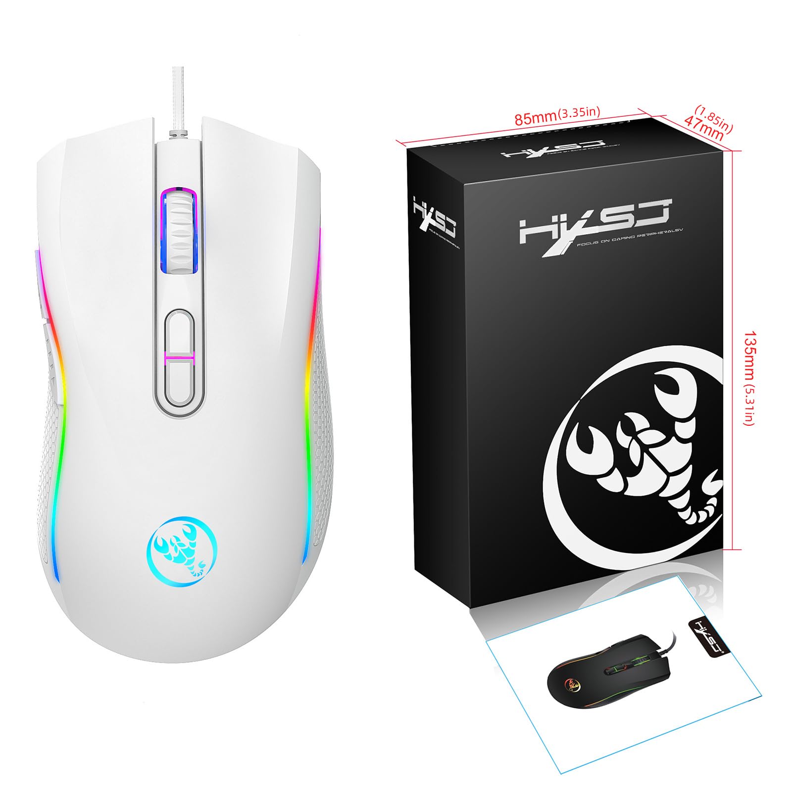 Amazon.co.jp: RGB コードゲーミングマウススペクトルバック