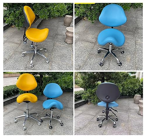 Tabouret ergonomique à roulettes bleu avec siège réglable - 7