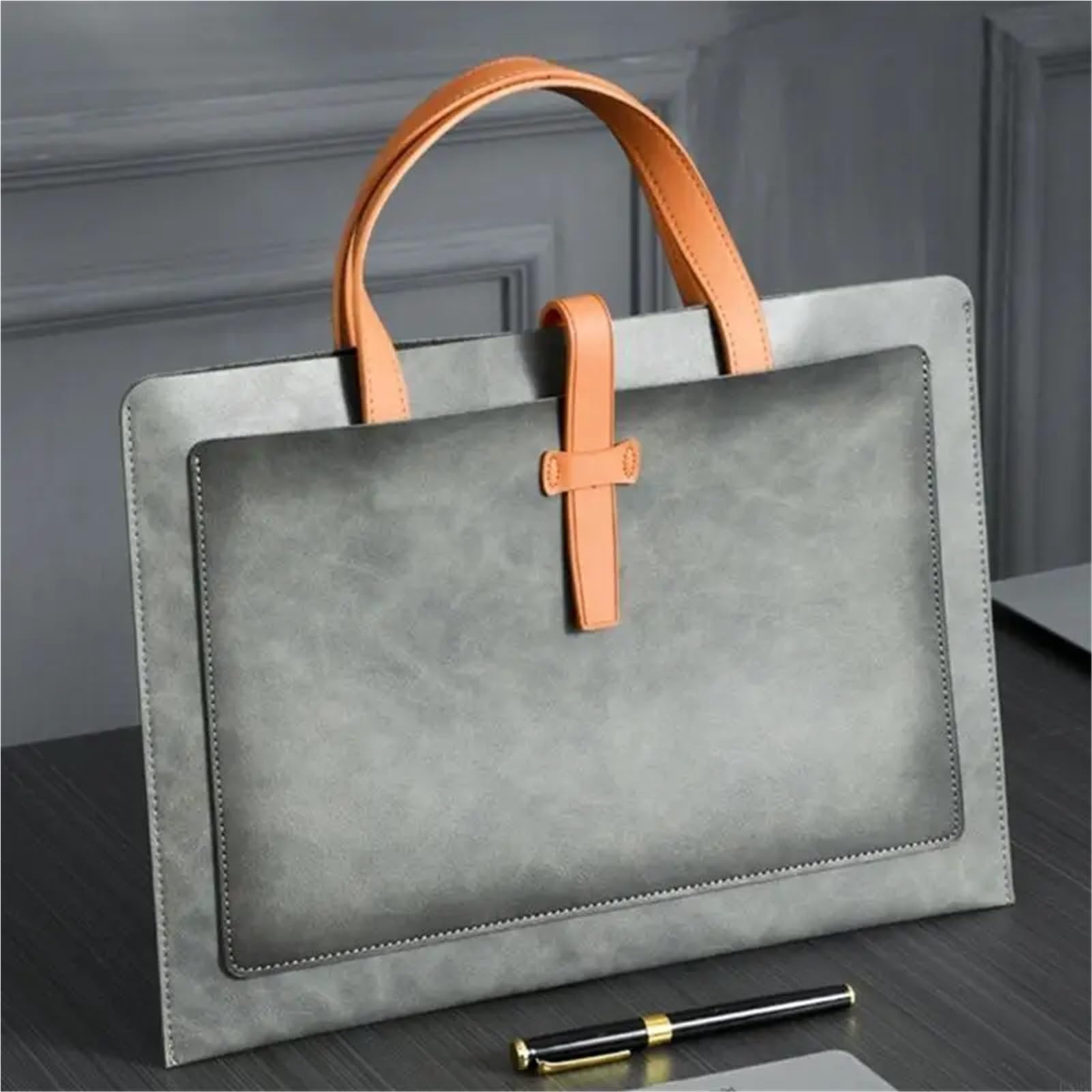 Ledermappe, Handheld-Dateiordner, Leder-Dokumentenaufbewahrung, Brieftasche, Laptop-Hülle, Computertasche(Dark Blue01)