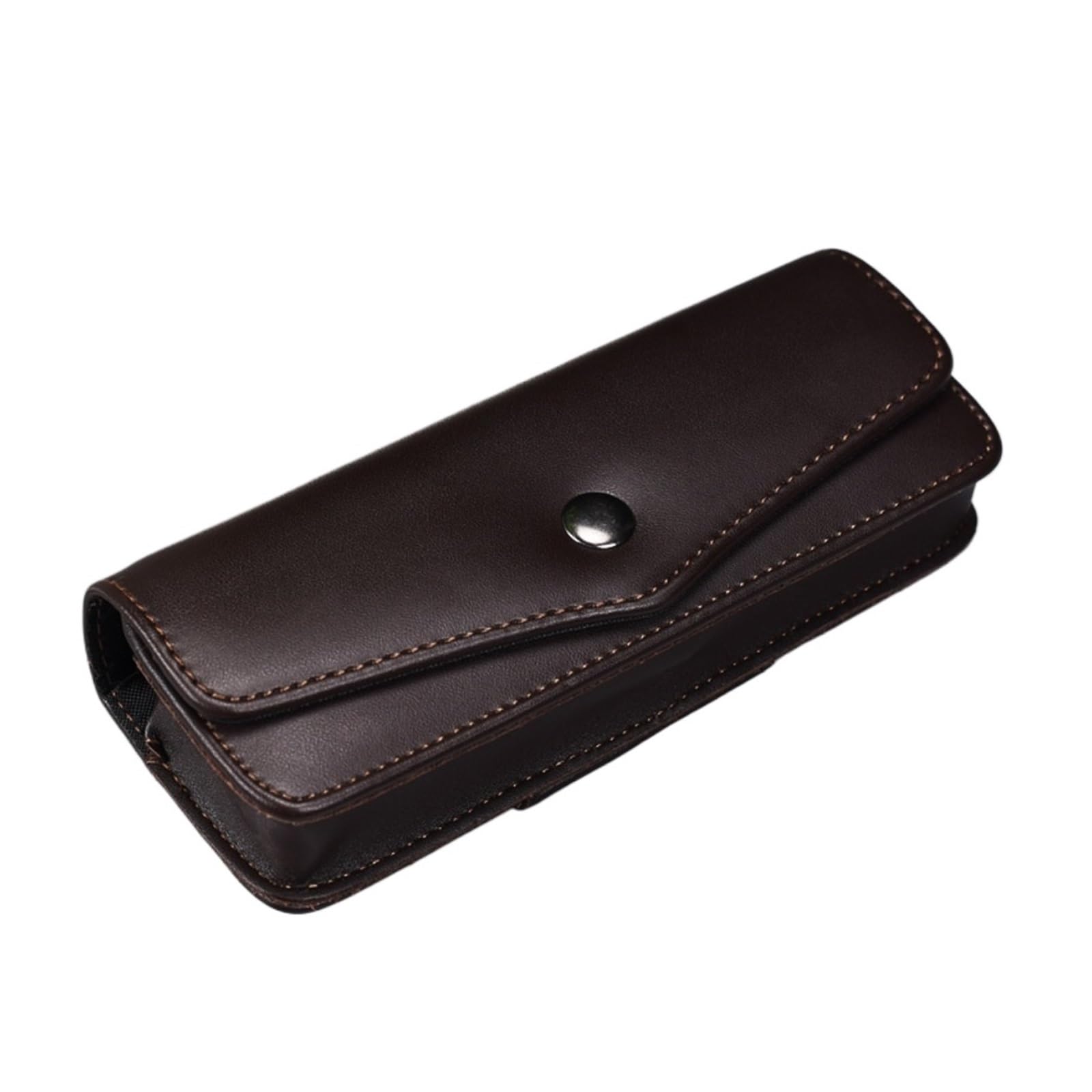 Tragbares Brillenetui aus Rindsleder for Herren, auch als Aufbewahrungsbox for Lesebrillen, Handytasche und Werkzeugkoffer geeignet(Dark Coffee)