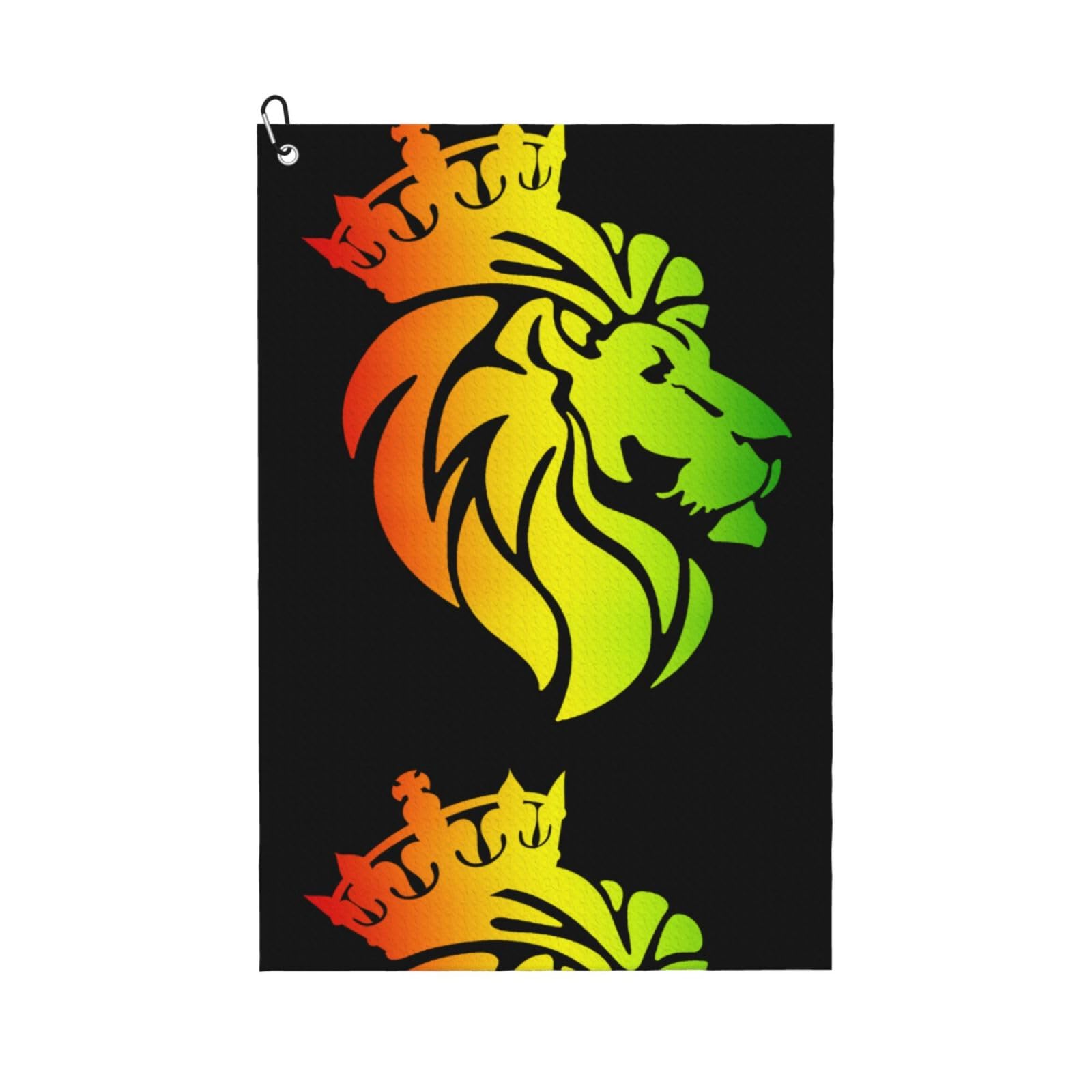 peiyeety Rasta Reggae Lion Microfiber Golf Towel with Carabiner Clip, 16x24 Inch Absorbent Waffle Weave Towel for Golf Bags