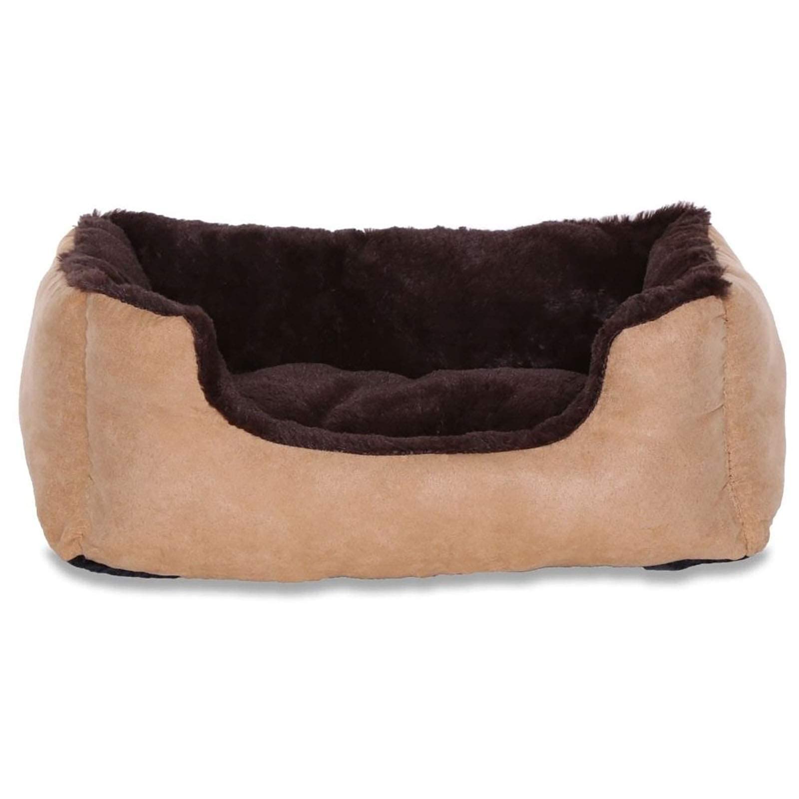 lionto Cama para Perros Perros Cojín Perros sofá con Cojín Reversible, (S) 50x37 cm Marrón/Beige