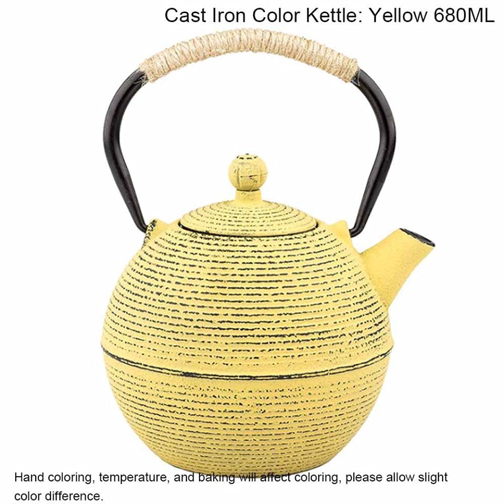 Teiera Giapponese in Ferro, Stile Tetsubin, con Filtro, teiera in ghisa, Acqua per Cucinare Il tè, Set da tè Kung Fu Oolong, 680 ml, Giallo (Giallo)