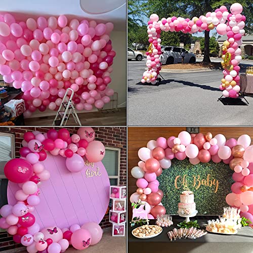 Image of Pink Balloons Arch Kit, 114 Pcs Hot Pink and White Balloons Garland Arch Kit for Baby Shower, Graduation, Wedding, Birthday, Valentine's Party Supplies Decoration