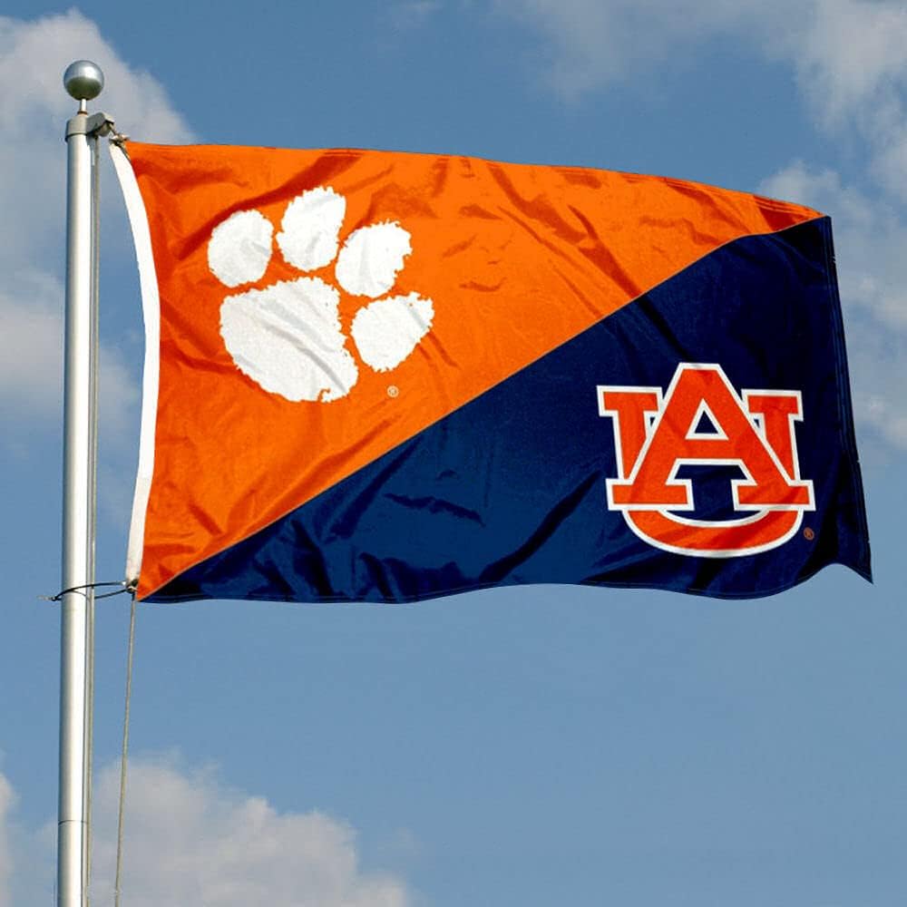 Clemson vs Auburn House Divided 3x5 Flag Rivalry Banner