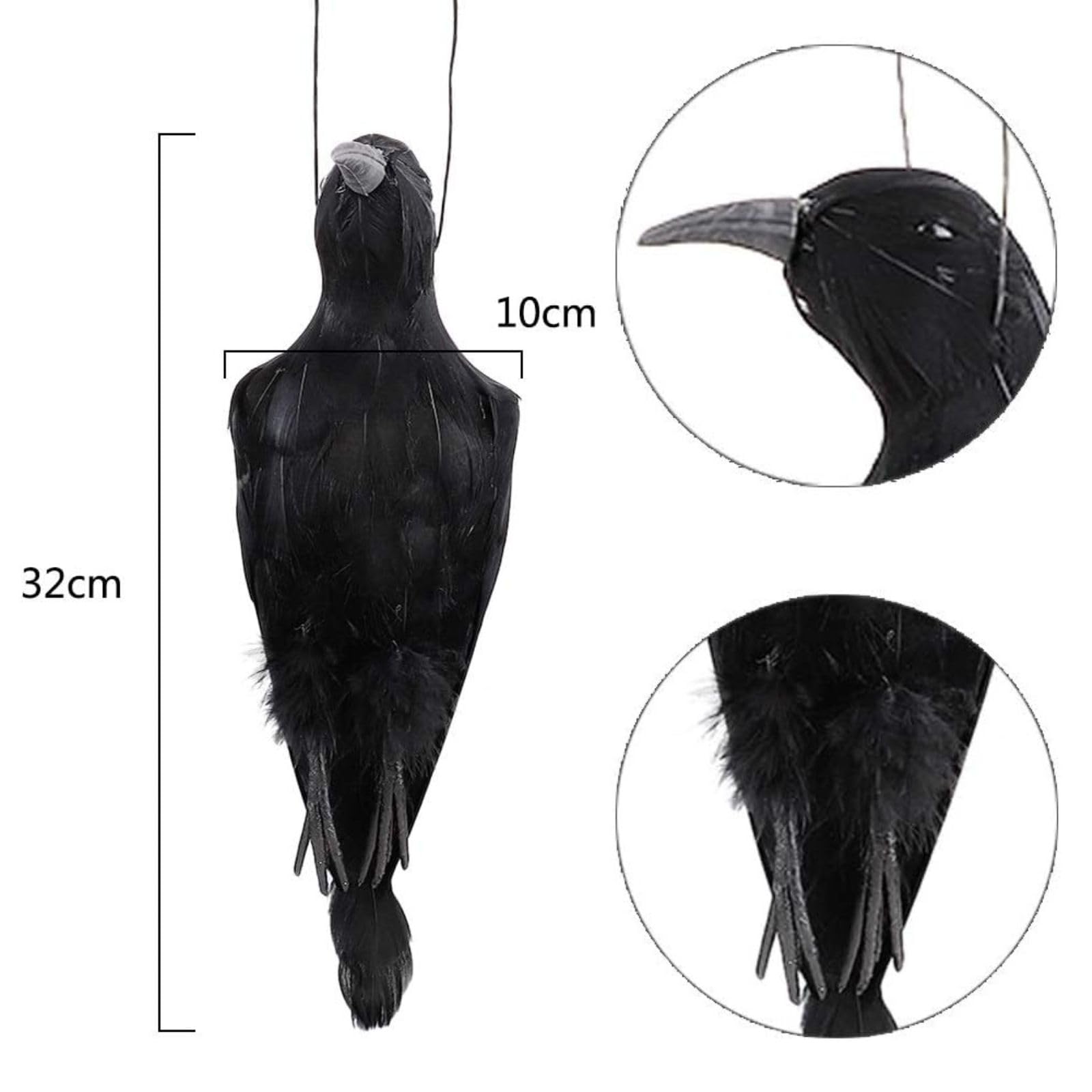 Lot De 2 Corbeaux Anti-pigeons En Plastique - Épouvantail Réaliste 56.5 Cm, Pour Balcon, Toit Ou Jardin