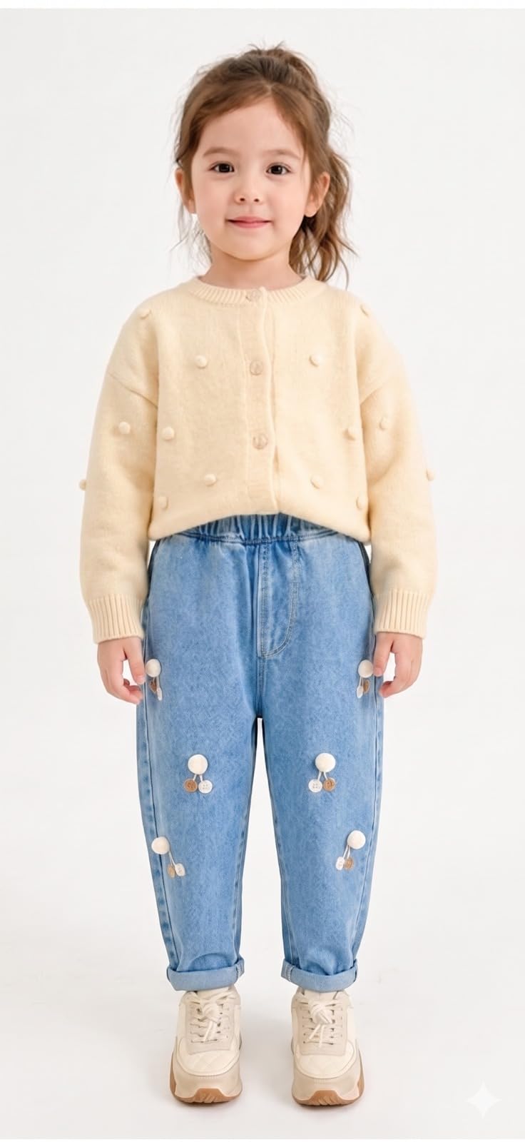 Tagas Jeans in denim stampato da ragazza con design a cartoni animati graffiti|Pantaloni|| Jeans slim regolari per bambini ||Pantaloni rilassati | Pantaloni casual |