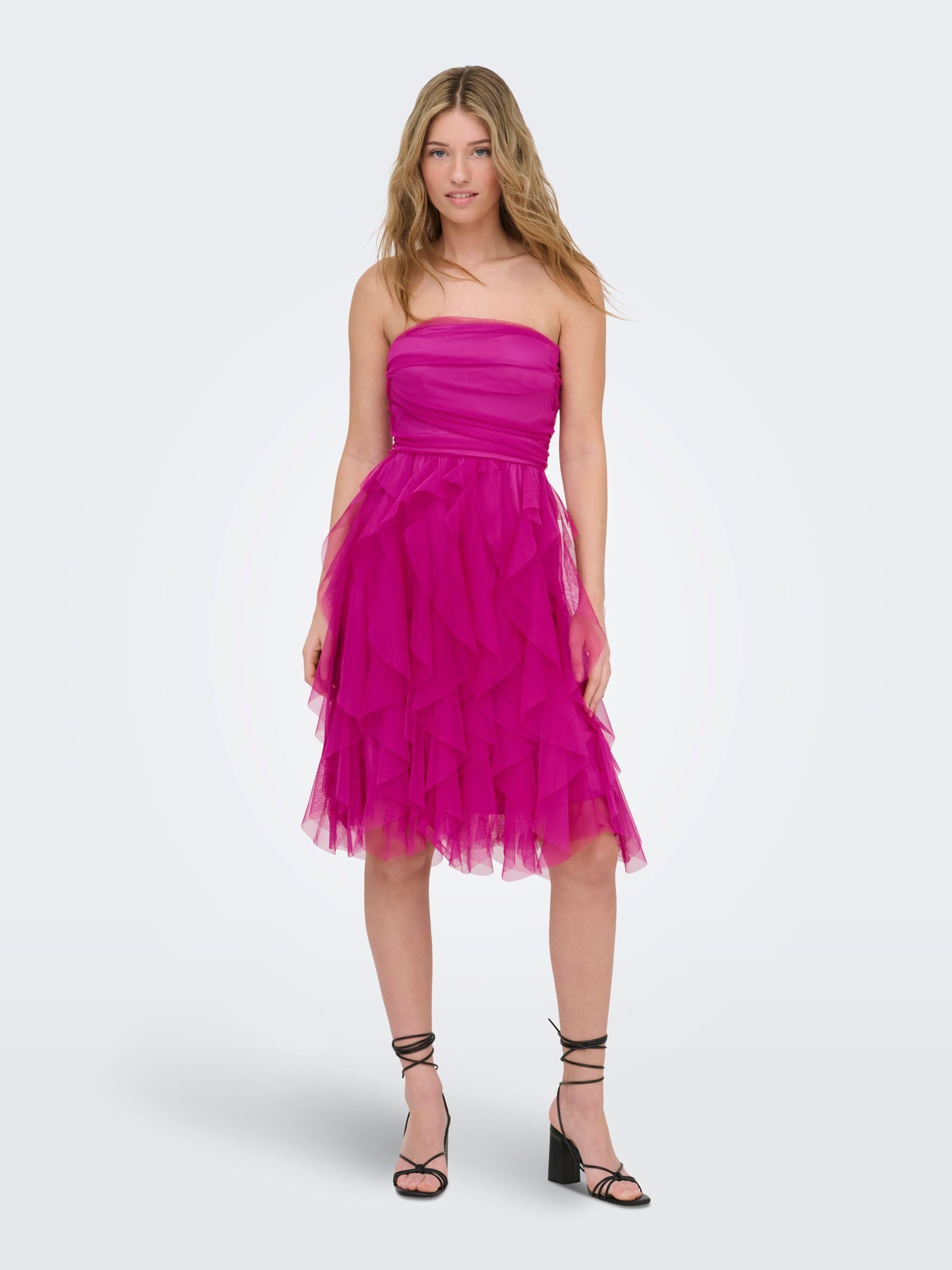 Only Onlhighsky S/L Ruffle Midi Dress Jrs Onlhighsky S/L Ruffle Midi Dress Jrs Donna (Pacco da 1)