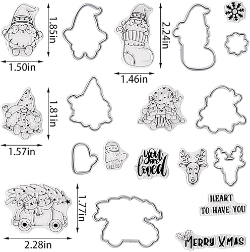 Miniatura 7 de Estivaux Árboles de Navidad, gnomos, sellos transparentes y troqueles para hacer tarjetas, sellos de goma de cascabel de Navidad, gnomos de Navidad,