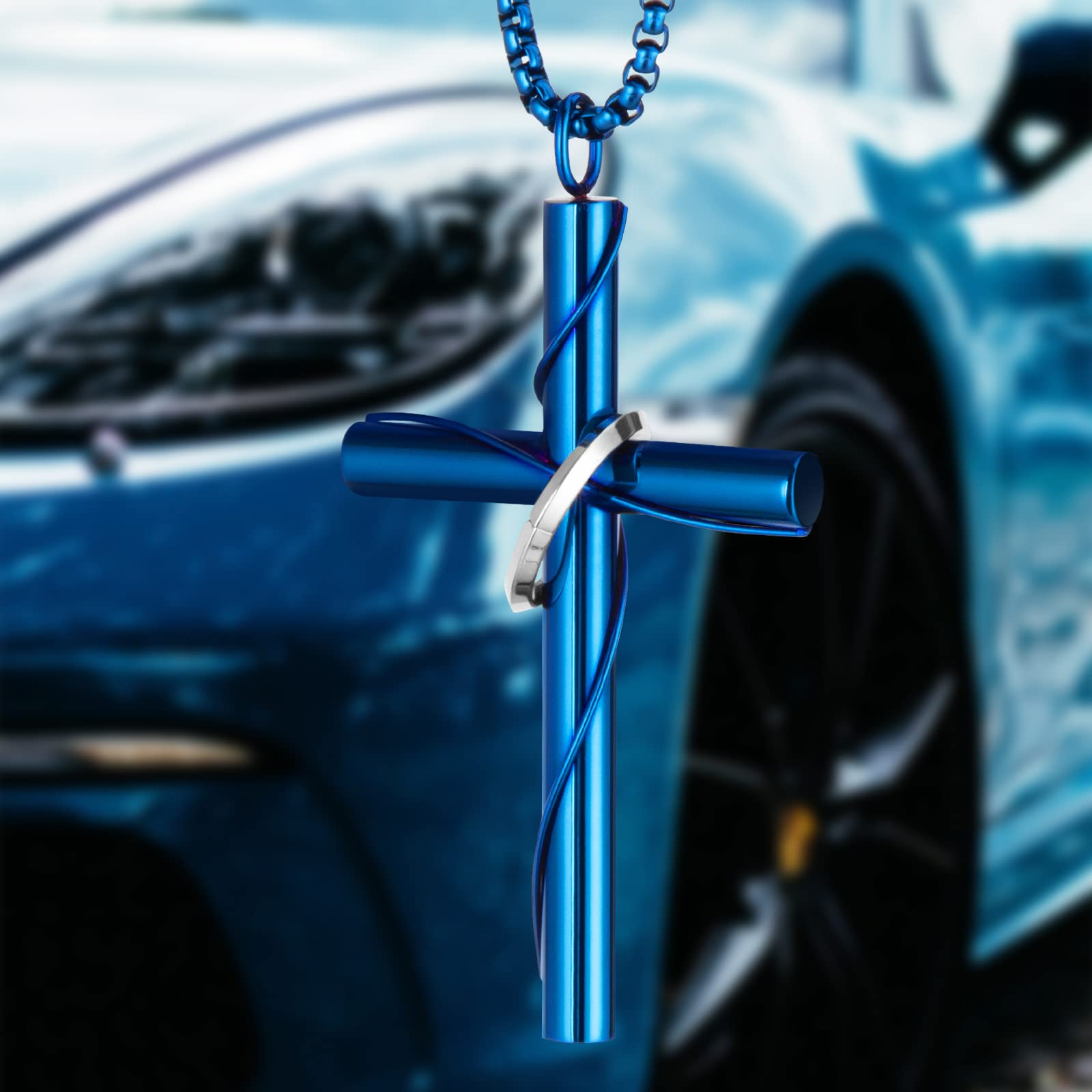 Cross Pendant for Car Rear View Mirror Decor Charm Hanging Accessories Ornament Cute Christian Gift Stainless Steel Cross