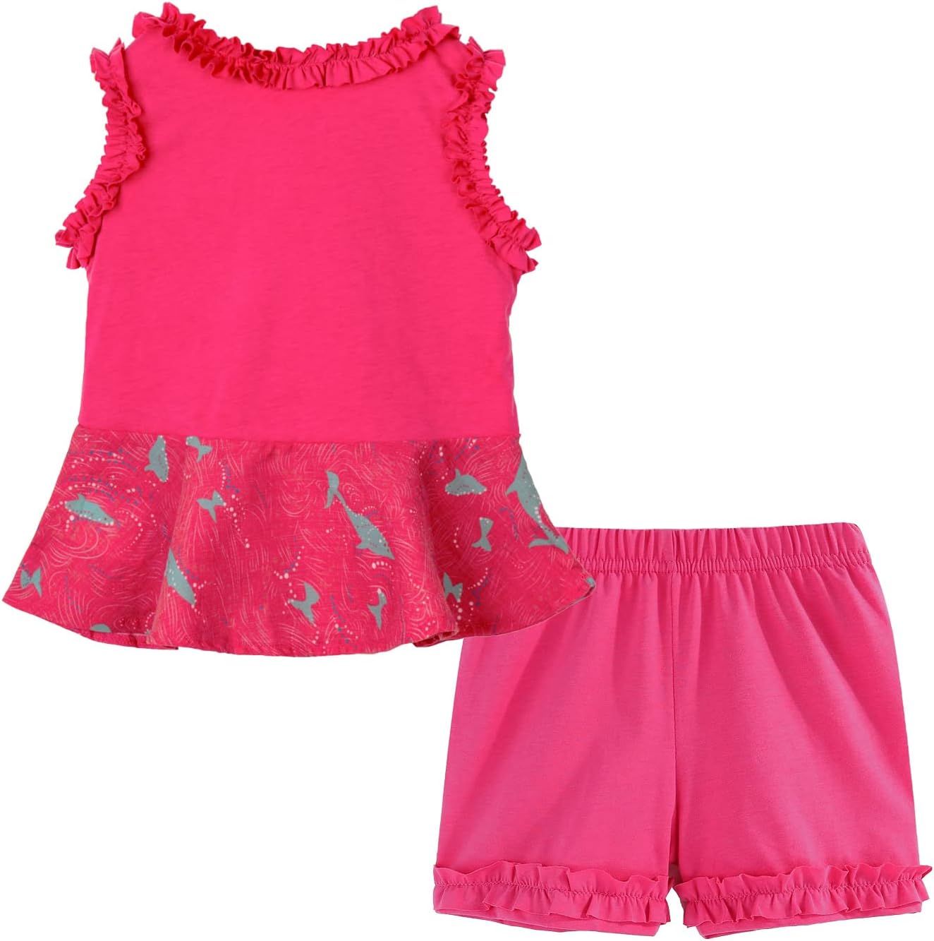 LittleSpring 女の子用 夏服 花柄タンクトップとショーツセット US サイズ: 7 / 8