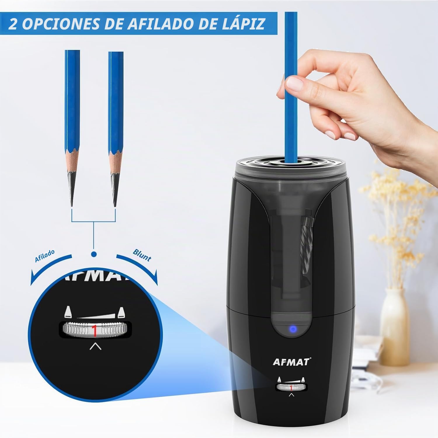 Tamaño de rayo eléctrico de punta larga, recargable con contenedor, 8-17 mm, apagado automático, para lápices de colores de carboncillo φ6-12 mm