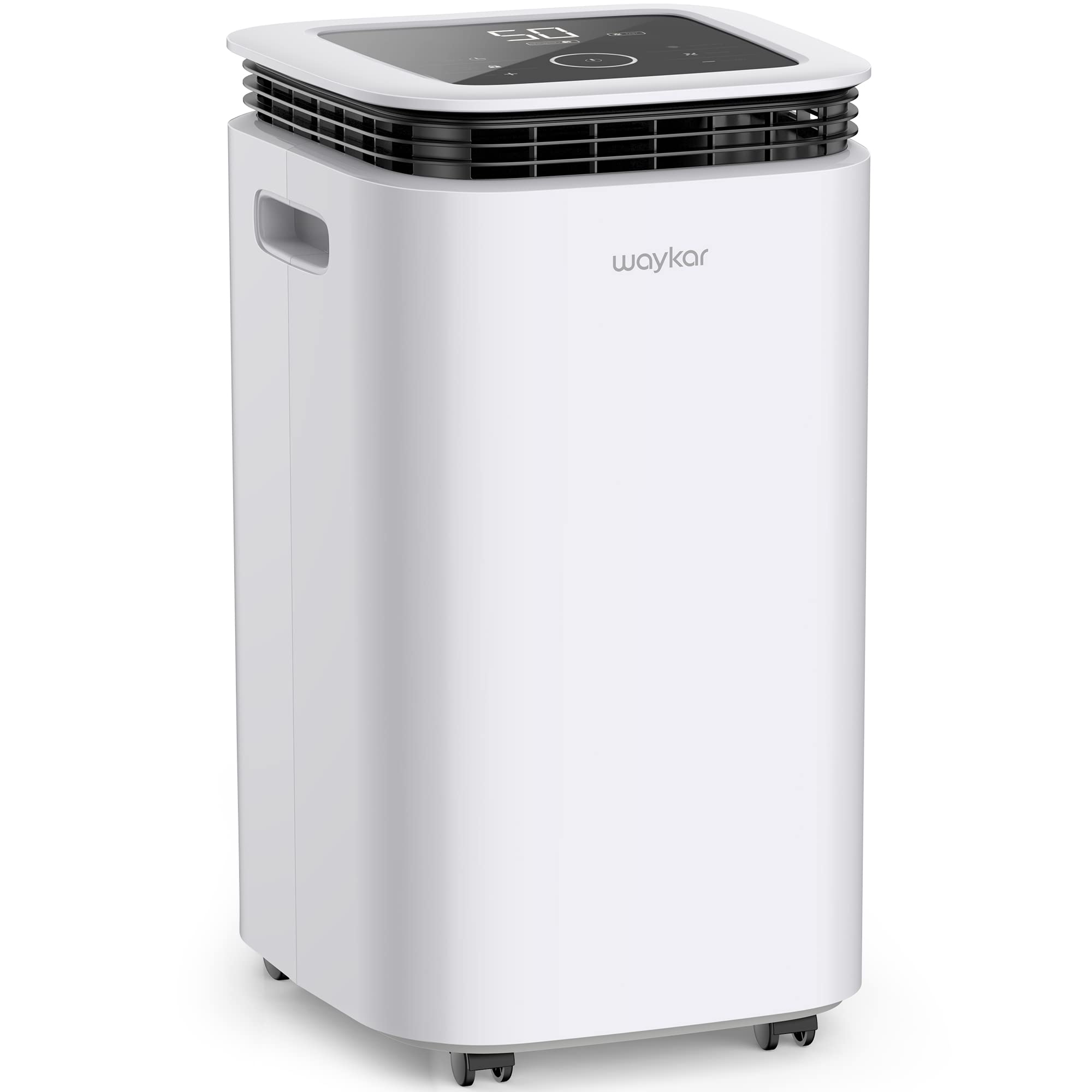 Waykar 2500 Sq. Ft Home Dehumidifier with Drain Hose for Bedrooms, Basements, Bathrooms, and Laundry Rooms - with Intelligent Touch Control and 3 Air Outlets, 24 Hr Timer, and 0.58 Gal Water Tank