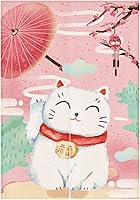 Vista 15 de Cortina japonesa Noren para puerta, tapiz Maneki Neko Lucky Cat para puerta, divisor de habitación, cocina, decoración del hogar, 33 x 47 pulgadas