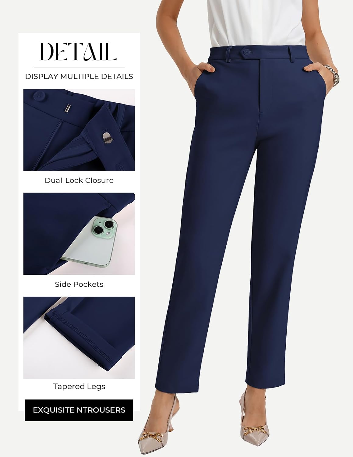 GRACE KARIN Dress Pants Women, High Waisted Wrinkle Free Work Trousers Slacks with Pockets, Office Business Casual Outfits - Image 3