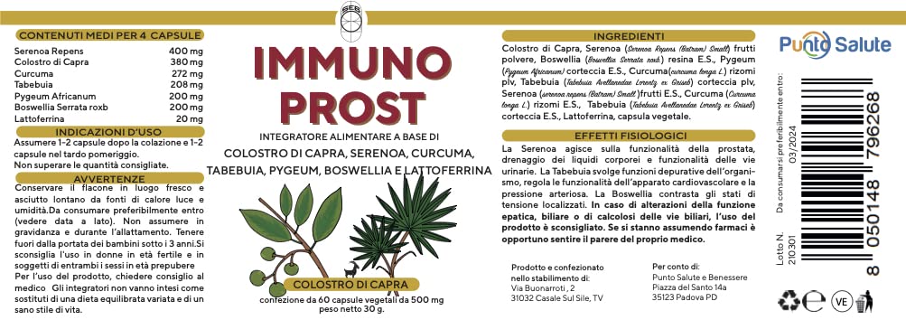 SEB - Immuno Prost - Integratore alimentare naturale per la salute della prostata. Rimedio naturale per contrastare le possibili complicazioni