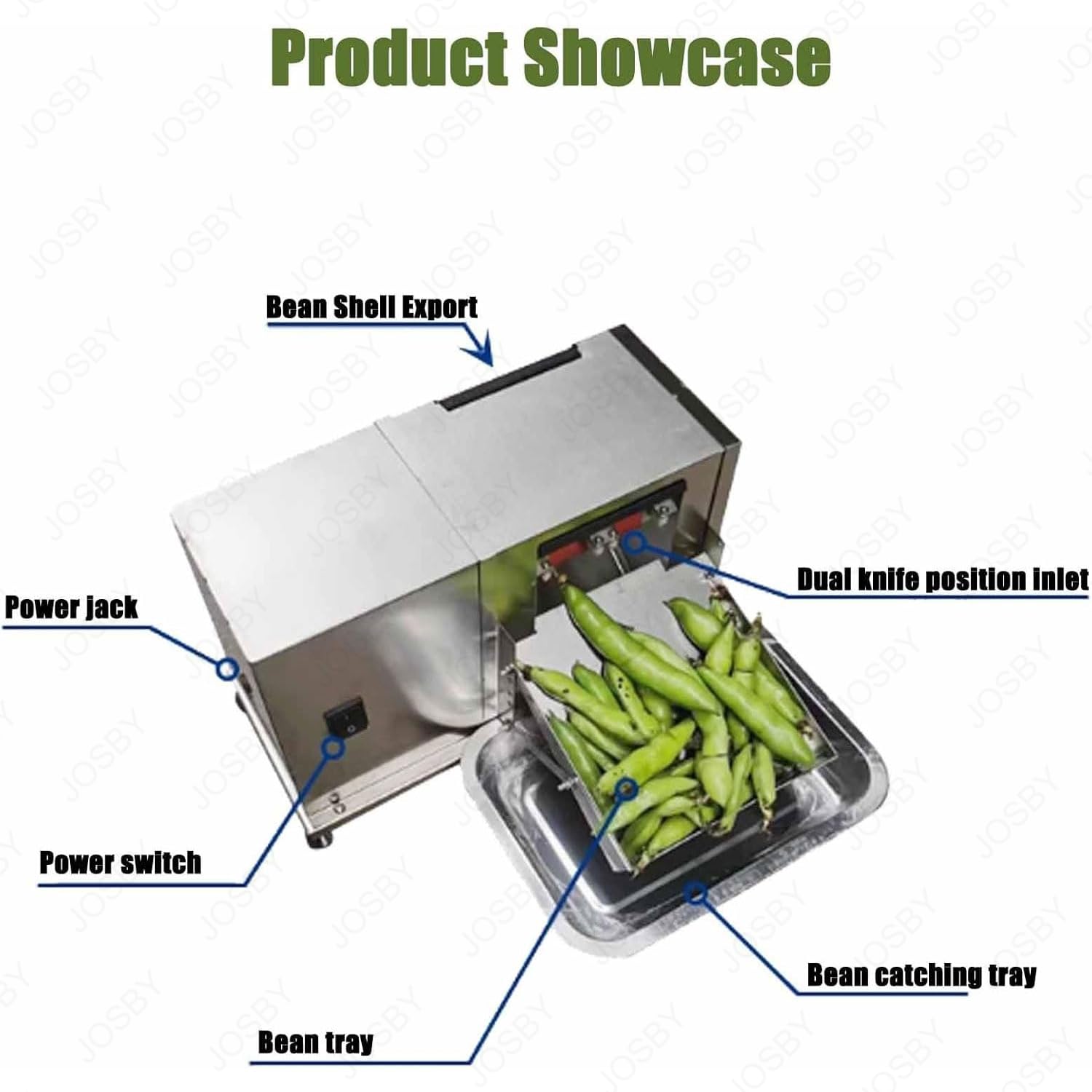 Elektrische Erbsenschalenmaschine, 10kg/h Halbautomatische Bohnenschälmaschine Edelstahl mit Selbstsperrschalter für Edamame, Erbsen, Bohnen