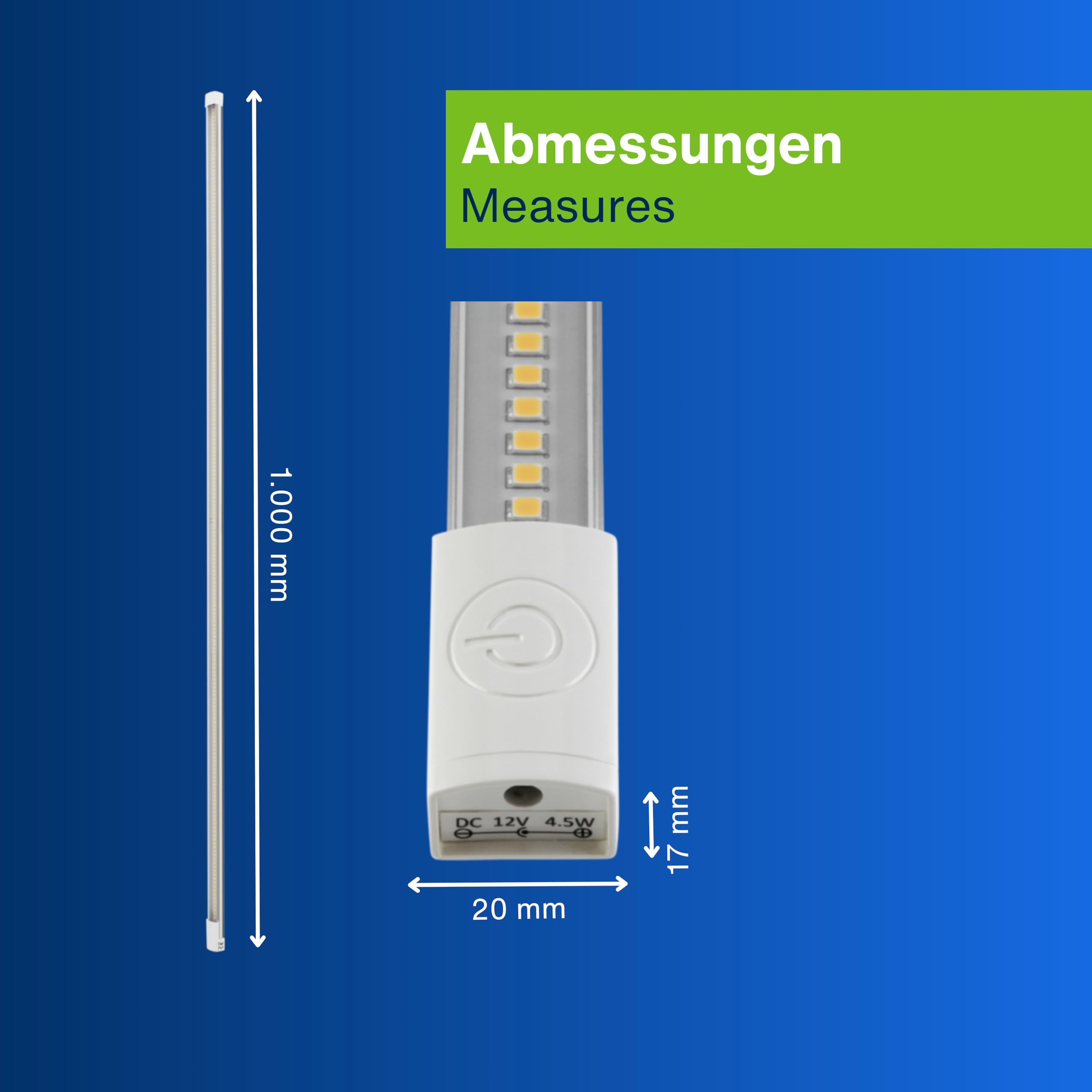 REV - LED Unterbauleuchte XS mit Sensor, 25.000h, Lampe 15W, 1800lm, 1000 x 20 x 15 mm, silber