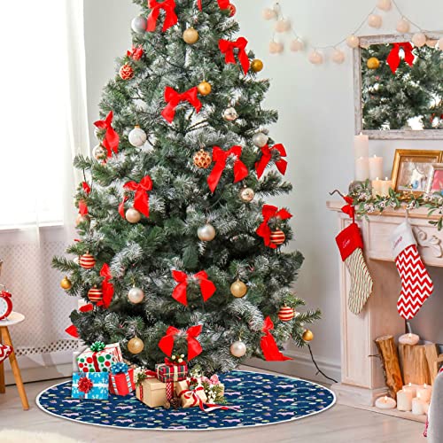 Unicorn Rainbow Dinosaur Pizza Burger Diamond Christmas Tree Skirt 35.4/47.2 Inch Large, Double Layer, With Felt Fabric Lining, Tree Mat For Xmas Holiday Party Decoration #TOP5