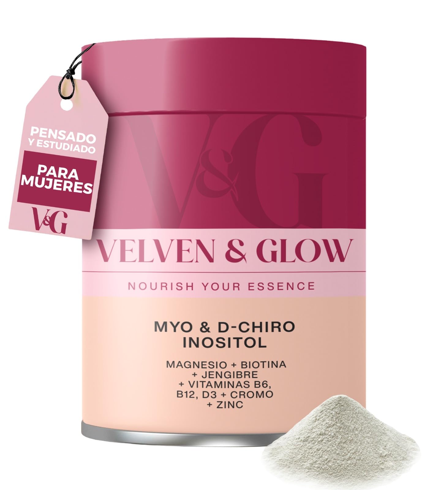 Myo & D Chiro Inositol 40:1 Hochdosiert Pulver für Frauen mit Magnesium Vitaminen Selen & Biotin Neutral Geschmack 135g 1 Monat PCOS supplements Zyklus Balance Haut Velven & Glow