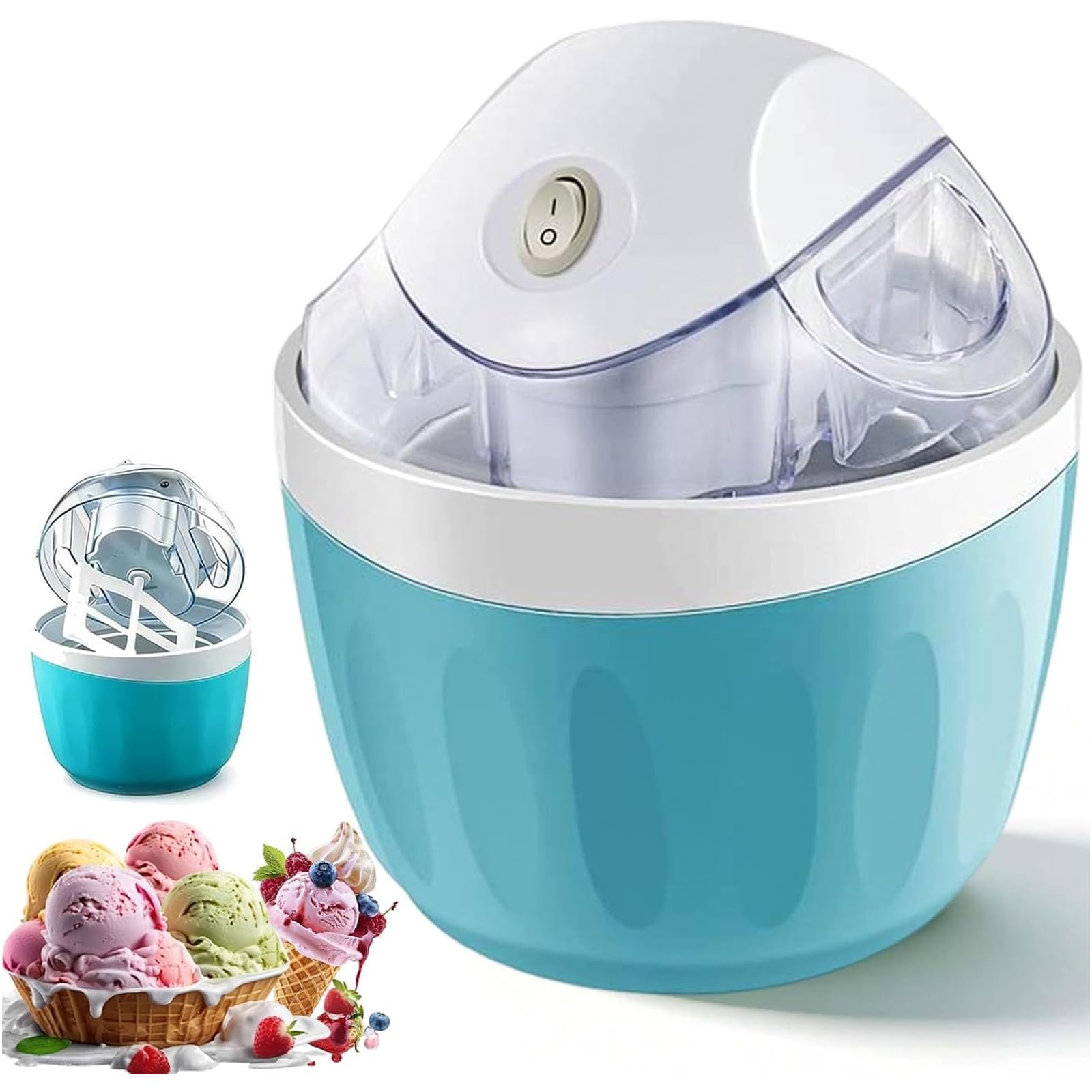 Mini Heladera Doméstica Pequeña, Máquina Personal De Helados De 500 Ml Para Una Sola Porción, Máquina Para Hacer Yogur Helado/gelato/sorbete Con Solo Tocar Un Botón En 15 Minutos, Con Recipiente
