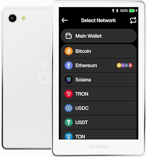 Miniatura 10 de Crypto Hardware Wallet OneKey Touch - Seguridad aislada por Internet Bluetooth - 5000+monedas y NFT, pantalla táctil antidesmontaje de 3.1 pulgadas,
