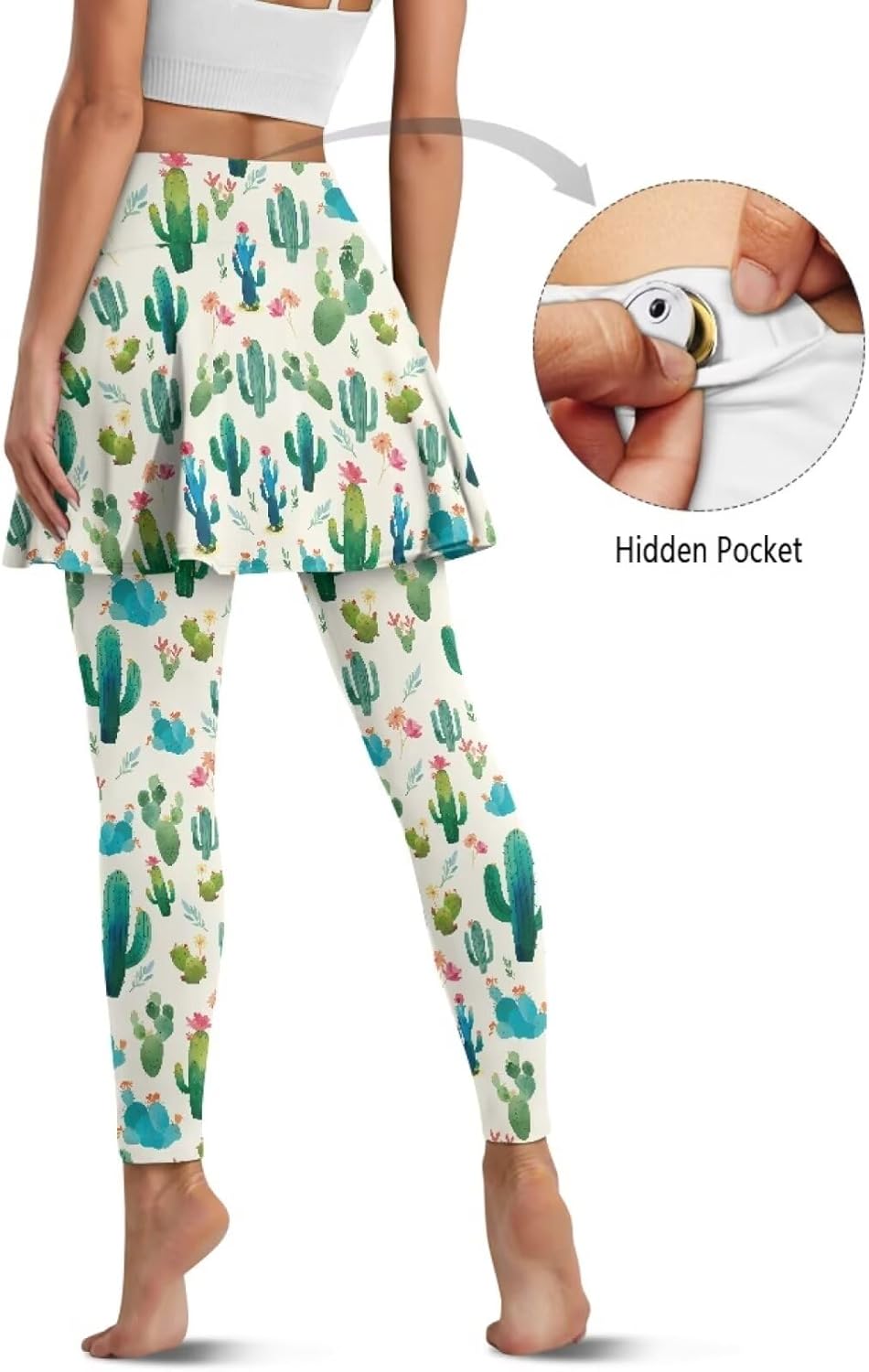 Women's Tennis Skirted Leggings with Pockets for Women Active Skort Athletic Ruffle Pleated Golf Pants Skirt