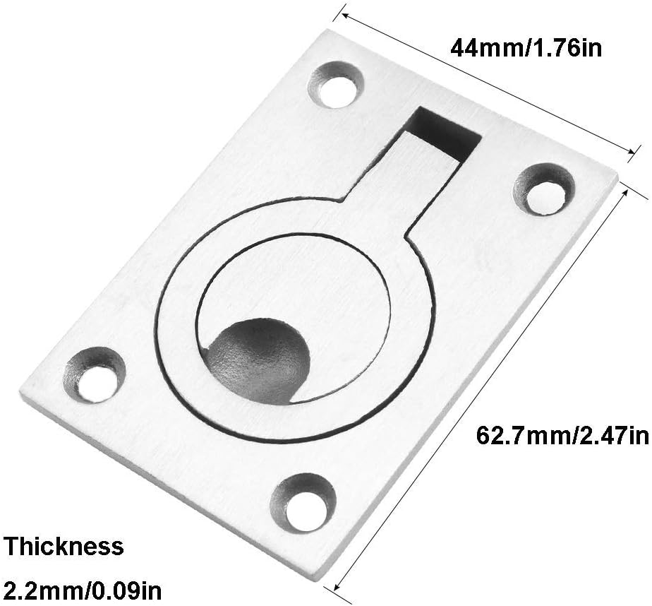 Stainless Steel Recessed Flush Ring Pull Handles with Mounting Hardware