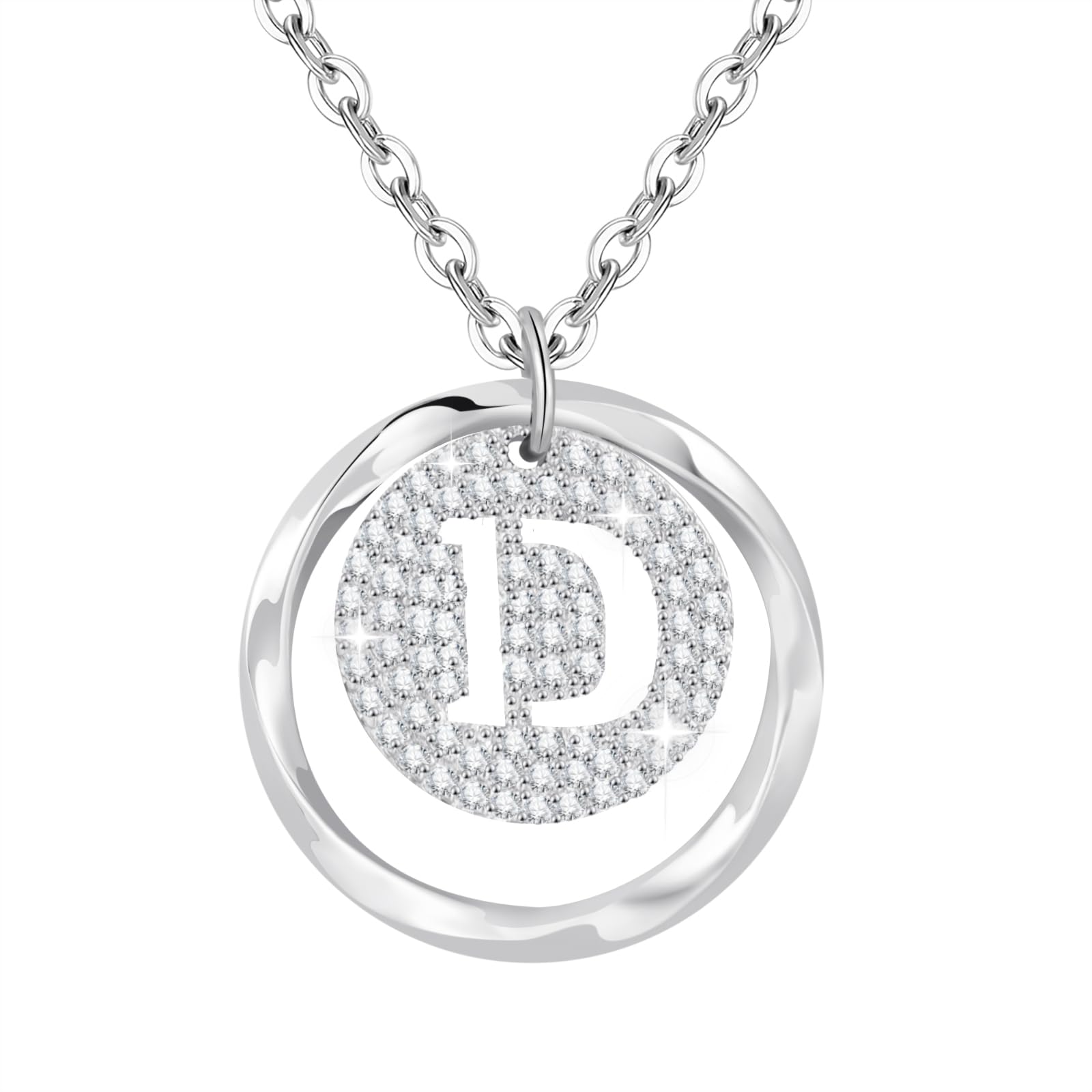A-Z Initial Necklace for Women in 925 Sterling Silver Personalized Necklace with Silver Letter Necklace with Cubic Zirconia Adjustable Silver Jewelry for Women — view 11