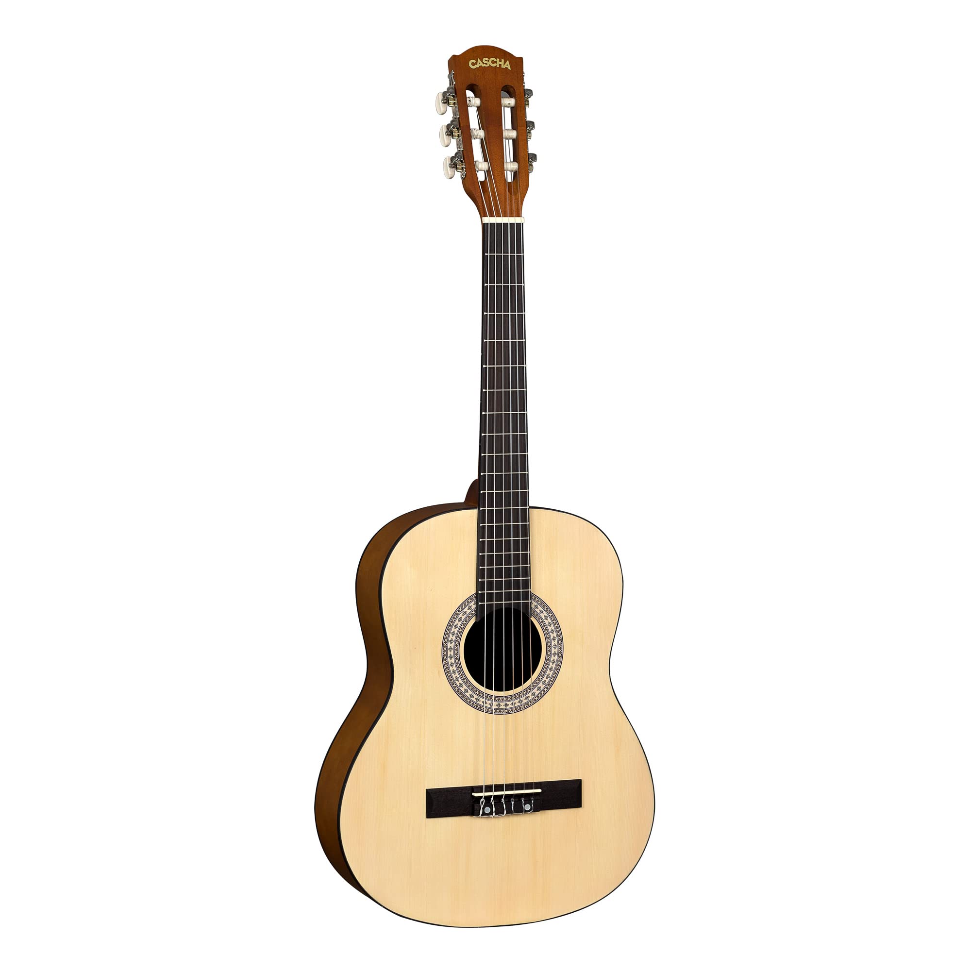 Cascha Student Series Konzertgitarre 3/4 aus Edelholz Kombination - Gitarre Kinder & Erwachsene mit Nylon Saiten - Perfekt für Einsteiger geeignet - inkl. 3 Plektren & gepolsteter Tasche